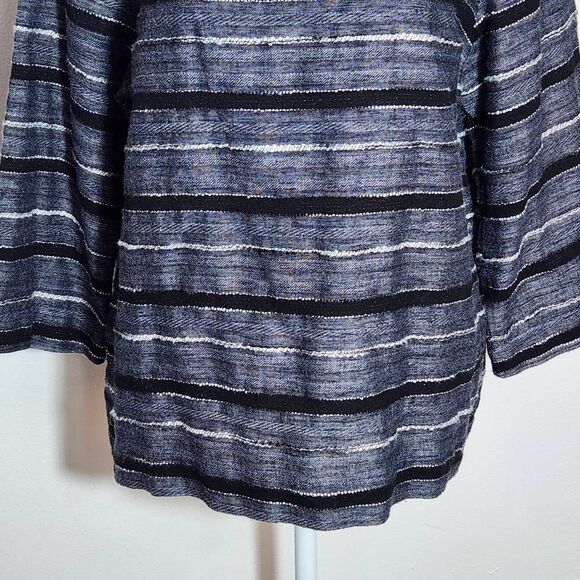 J. Jill Black Stripe Textured Top Size Medium Petite Pure Jill Boxy Stripe Top - Picture 4 of 9